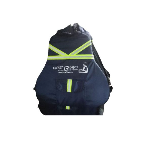 Protective chest guard for riders.