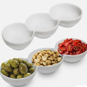 Ceramic partitioned sauce bowl